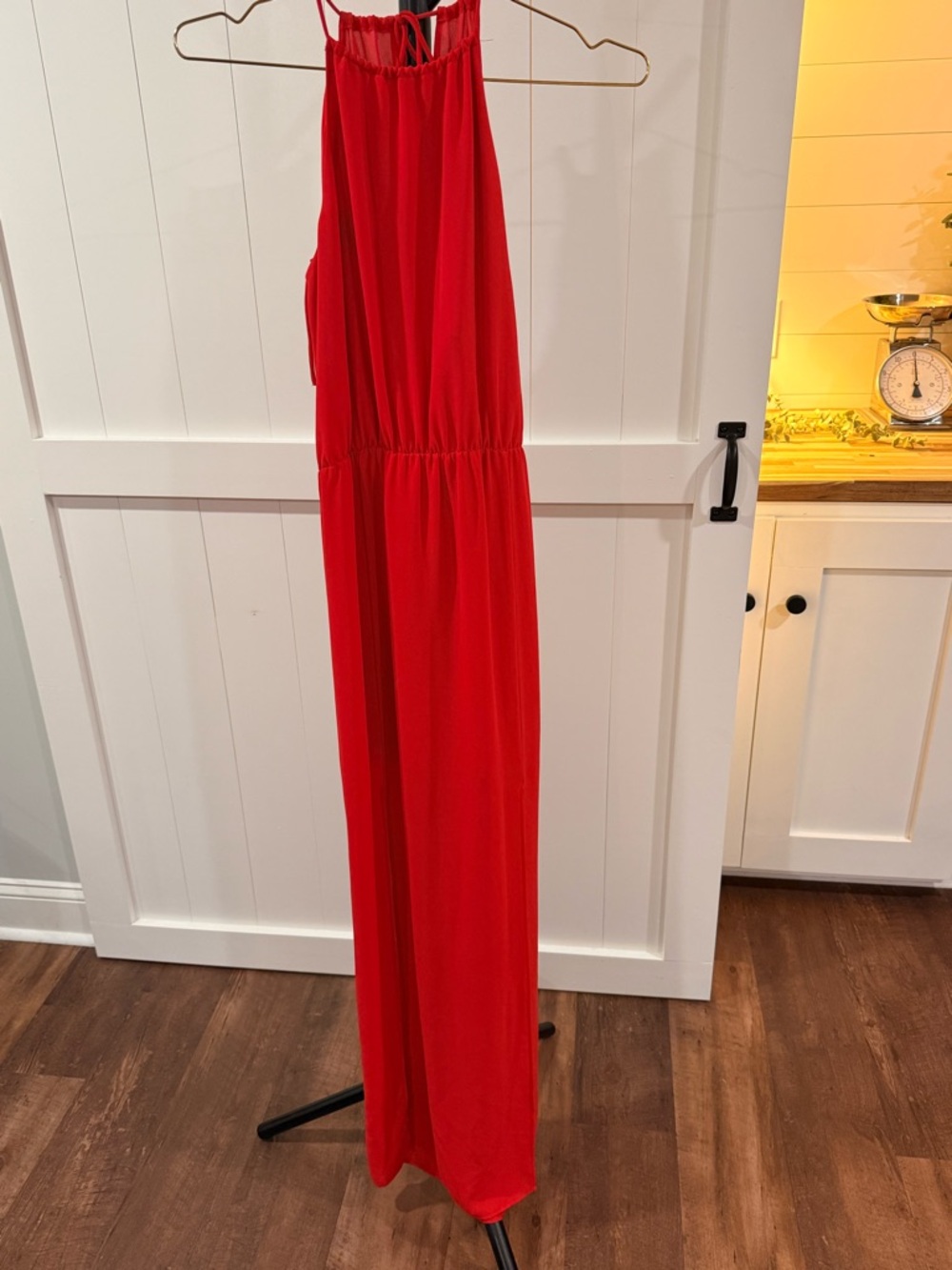 BCBGMaxAzria Red Halter-Style Maxi Dress